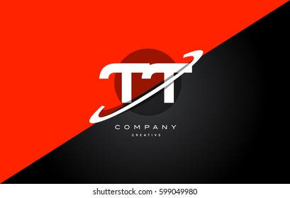 tt t  red black white technology swoosh alphabet company letter logo design vector icon template 