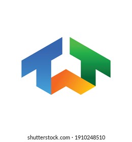 TT or TWT letter monogram logo design with building shapes