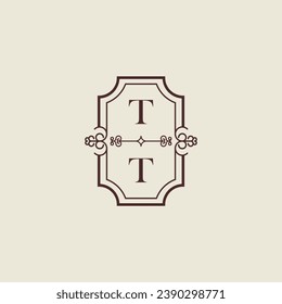 El logotipo inicial de la boda vintage en un diseño profesional de alta calidad que se imprimirá en cualquier medio impreso