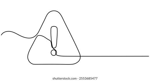 ttention Getting Continuous Line Editable Stroke Icon, Dangerous sign line continuous drawing vector. One line dangerous sign vector background. Dangerous sign icon. Continuous outline of a sign.