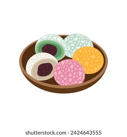 Tteok, traditional Korean rice cakes vector illustration