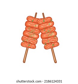 Dibujo manual de Tteokbokki vector logotipo de icono Icono de alimentos Ilustración