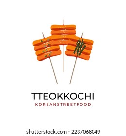 Tteokbokki Illustration Logo With Bamboo Skewer