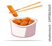 Tteokbokki or korean rice cake vector isolated illustration