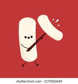 Tteokbokki logo korean street food. simple vector logo sausage. Tteokbokki is korean food.