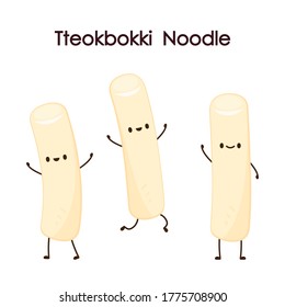 Tteokbokki Noodle Vector. Tteokbokki Character Design. Spicy Rice Cake