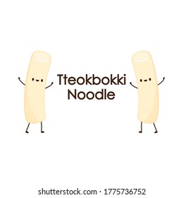 Tteokbokki noodle vector. Tteokbokki character design. Spicy rice cake
