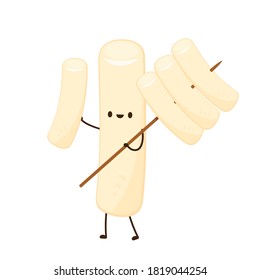 Tteokbokki noodle vector. Tteokbokki character design. Spicy rice cake.