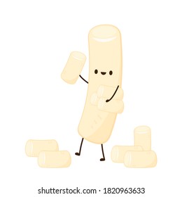 Vector de fideos Tteokbokki. Diseño del personaje de Tteokbokki. Pastel de arroz picante.