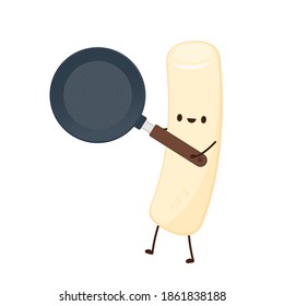 Tteokbokki noodle vector. Tteokbokki character design. Spicy rice cake.