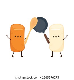 Tteokbokki noodle vector. Tteokbokki character design. Spicy rice cake.