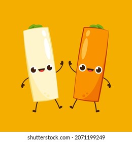Tteokbokki noodle vector. Tteokbokki character design. Spicy rice cake. Korean food.
