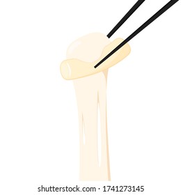 Tteokbokki Noodle vector. korean food. Mozzarella cheese. cheese stretch. Cheese on white background.