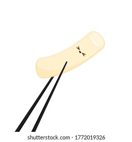 Tteokbokki Noodle vector. korean food. Spicy rice cake. chopsticks vector