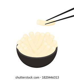 Tteokbokki Noodle vector. Tteokbokki is korean food. Korean bowl vector. Korean bowl on white background.