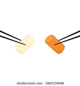 Tteokbokki Noodle vector, korean food. Spicy rice cake. chopsticks vector.