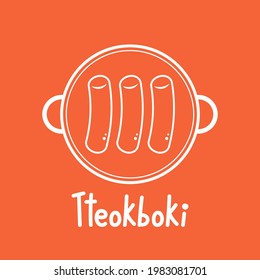 Tteokbokki Noodle vector. Korean food. Spicy rice cake. Tteokbokki logo design.