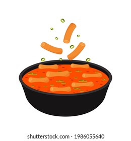Tteokbokki Noodle vector. Tteokbokki is korean food. Korean bowl vector. Korean bowl on white background.