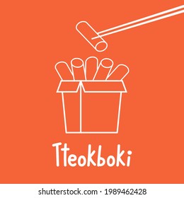 Tteokbokki Noodle vector. Korean food. Spicy rice cake. Tteokbokki logo design.