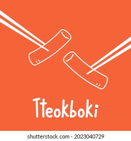 Tteokbokki Noodle vector. Korean food. Spicy rice cake. Tteokbokki logo design.