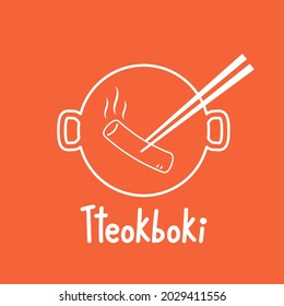 Tteokbokki Noodle vector. Korean food. Spicy rice cake. Tteokbokki logo design.
