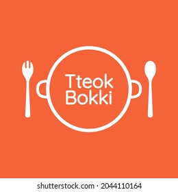 Tteokbokki Noodle vector. Korean food. Spicy rice cake. Tteokbokki logo design.