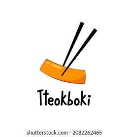 Tteokbokki Noodle vector. Korean food. Spicy rice cake. Tteokbokki logo design.