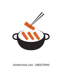 Tteokbokki Noodle vector. Korean food. Spicy rice cake. Tteokbokki logo design.