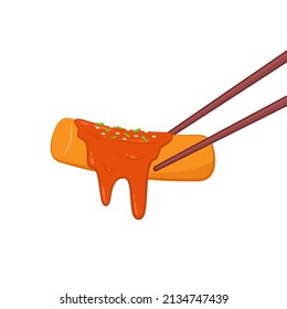 Tteokbokki Noodle vector. Tteokbokki is korean food.