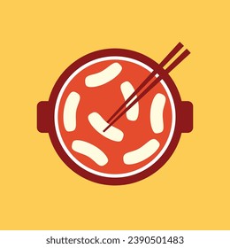 Tteokbokki Noodle vector. Korean food. Spicy rice cake. Tteokbokki logo design.