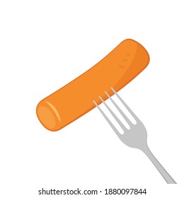 Tteokbokki noodle vector. Tteokbokki on a fork. Spicy rice cake