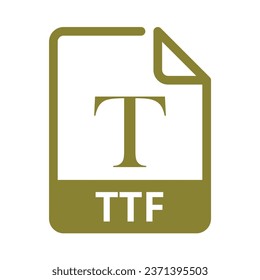 Icono de archivo TTF. Formato de archivo vector. Extensión de archivo de fuente Diseño plano moderno