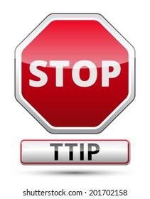 TTIP - Transatlantic Trade and Investment Partnership glossy illustration with shadow on white background