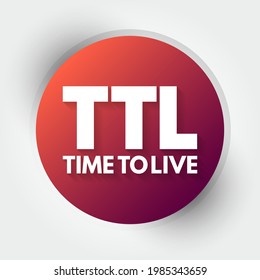 TTL - Time to Live is a mechanism which limits the lifespan or lifetime of data in a computer or network, acronym text concept background
