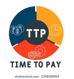 TTP Time To Pay acronym. business concept background.  vector illustration concept with keywords and icons. lettering illustration with icons for web banner, flyer, landing