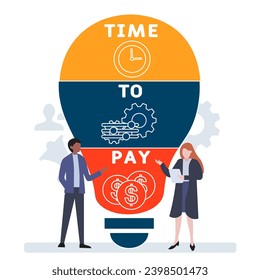 Tiempo TTP Para Pagar acrónimo. fondo de concepto de negocio.  concepto de ilustración vectorial con palabras clave e iconos. ilustración con iconos para banner web, volante, aterrizaje