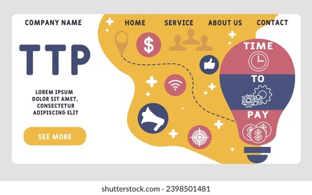 Tiempo TTP Para Pagar acrónimo. fondo de concepto de negocio.  concepto de ilustración vectorial con palabras clave e iconos. ilustración con iconos para banner web, volante, aterrizaje