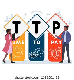 TTP Time To Pay  acronym. business concept background.  vector illustration concept with keywords and icons. lettering illustration with icons for web banner, flyer, landing
