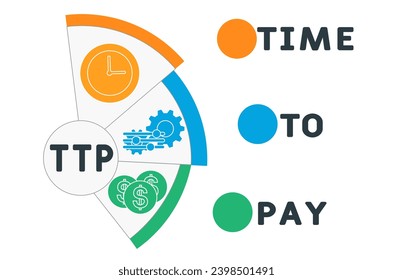 Tiempo TTP Para Pagar acrónimo. fondo de concepto de negocio.  concepto de ilustración vectorial con palabras clave e iconos. ilustración con iconos para banner web, volante, aterrizaje