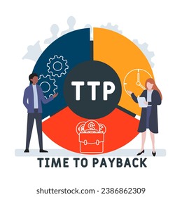 TTP time to payback business concept background.  vector illustration concept with keywords and icons. lettering illustration with icons for web banner, flyer, landing page, presentation
