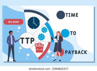 TTP time to payback business concept background.  vector illustration concept with keywords and icons. lettering illustration with icons for web banner, flyer, landing page, presentation