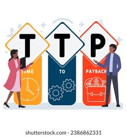 TTP time to payback business concept background.  vector illustration concept with keywords and icons. lettering illustration with icons for web banner, flyer, landing page, presentation