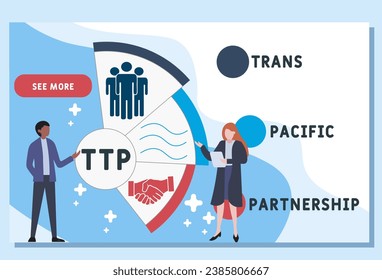 TTP - Trans-Pacific Partnership business concept background.  vector illustration concept with keywords and icons. lettering illustration with icons for web banner, flyer, landing page, presentation