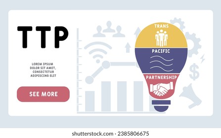 TTP - Trans-Pacific Partnership business concept background.  vector illustration concept with keywords and icons. lettering illustration with icons for web banner, flyer, landing page, presentation