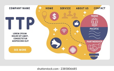 TTP - Trans-Pacific Partnership business concept background.  vector illustration concept with keywords and icons. lettering illustration with icons for web banner, flyer, landing page, presentation