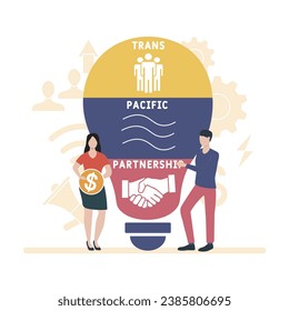 TTP - Trans-Pacific Partnership business concept background.  vector illustration concept with keywords and icons. lettering illustration with icons for web banner, flyer, landing page, presentation