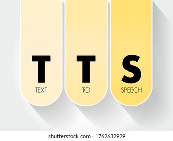 TTS - Text to Speech acronym, technology concept background