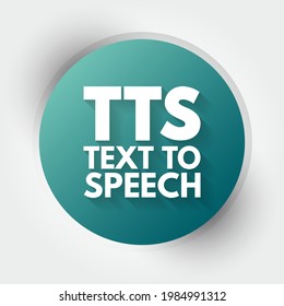 TTS - Text to Speech acronym, technology concept background
