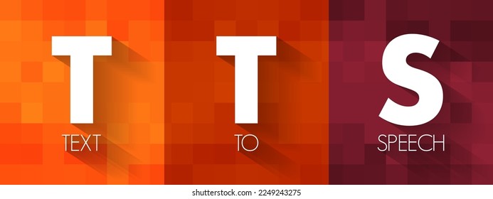 TTS - Text to Speech acronym, technology concept background