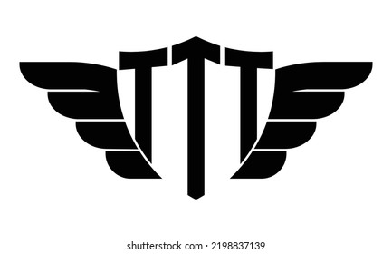 TTT three-letter wings iconic logo design vector template, monogram, abstract, wordmark, letter mark, business, typography, flat, minimalist, brand, initial letter logo, symbol, geometric,  isolated